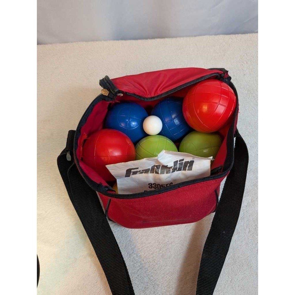 Franklin Bocce Ball Set Red Carry Bag 8 Balls + Pallino Included - Picture 11 of 14
